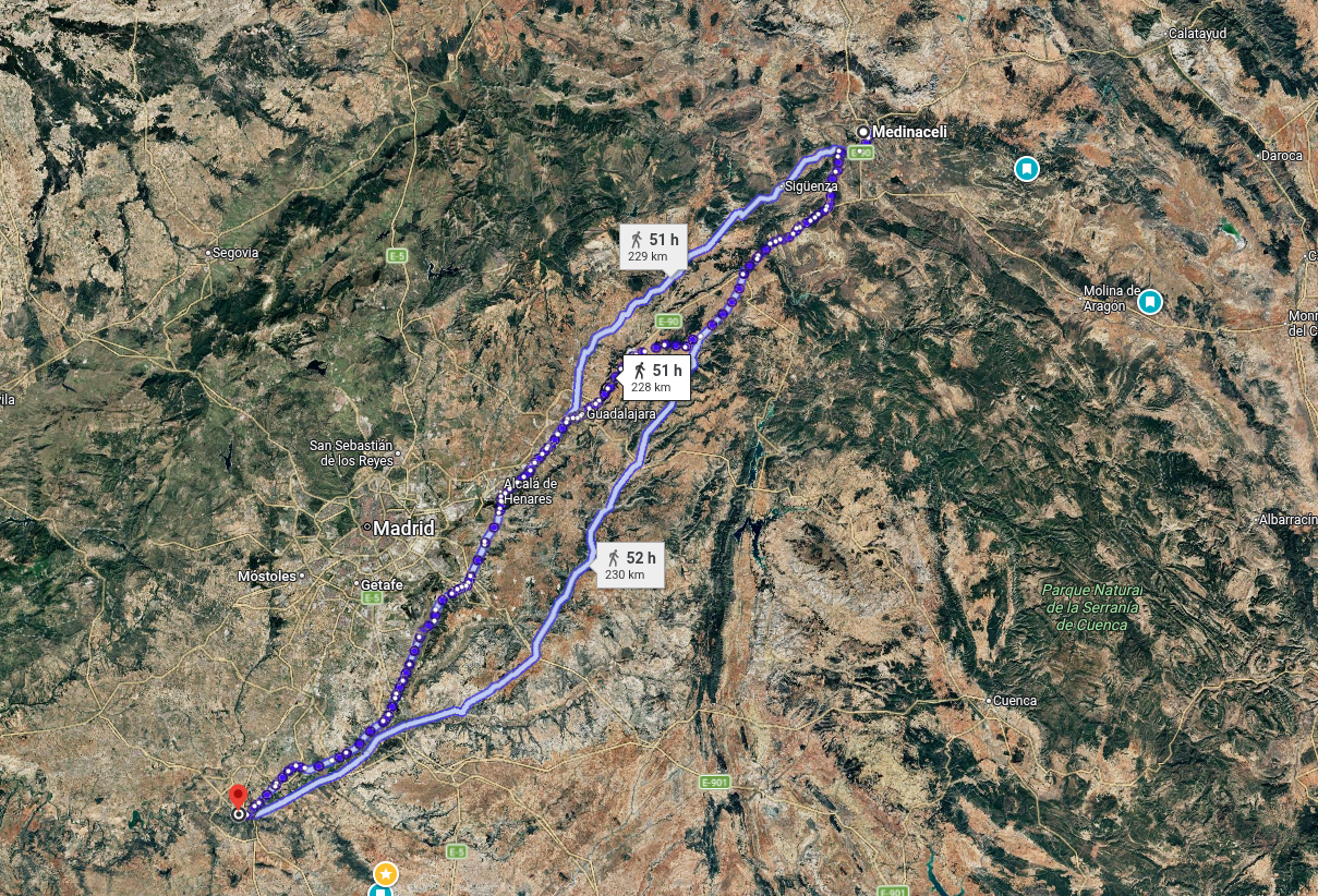 Distancia de Toledo a Medinaceli
