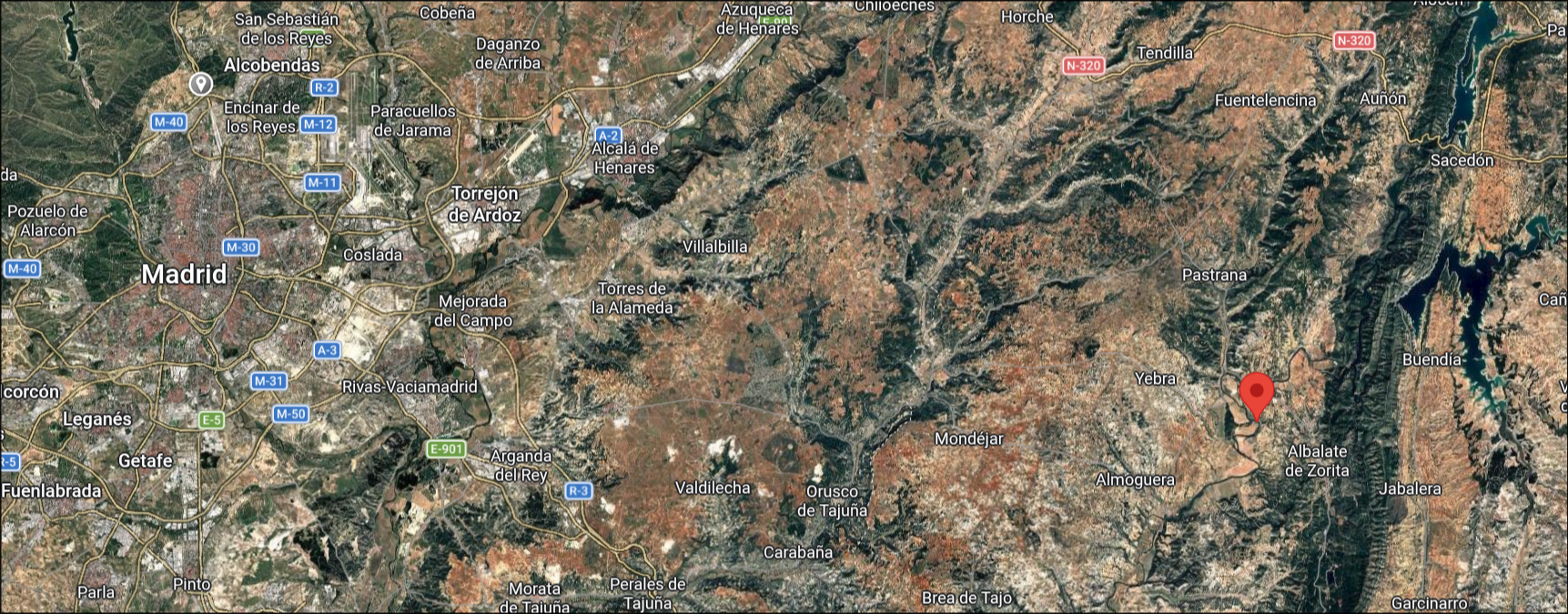 Estimación de la localización actual de la encomienda del Collado